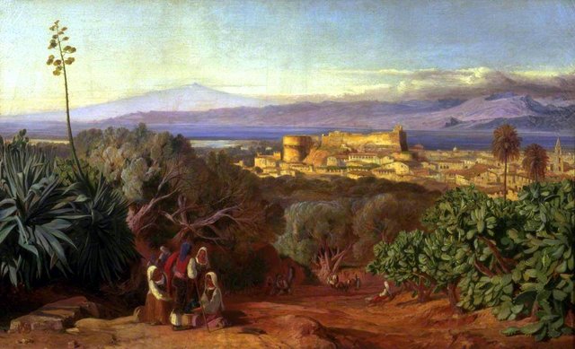 View of Reggio and the Straits of Messina by Edward Lear