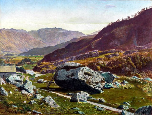 Bowder Stone, Borrowdale by John Atkinson Grimshaw