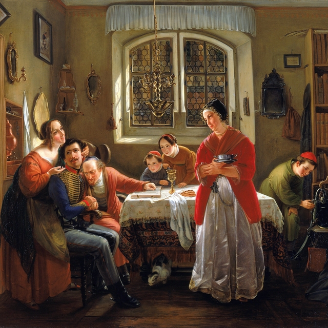 The Return of the Volunteer from the Wars of Liberation to His Family Still Living in Accordance with Old Customs by Moritz Daniel Oppenheim