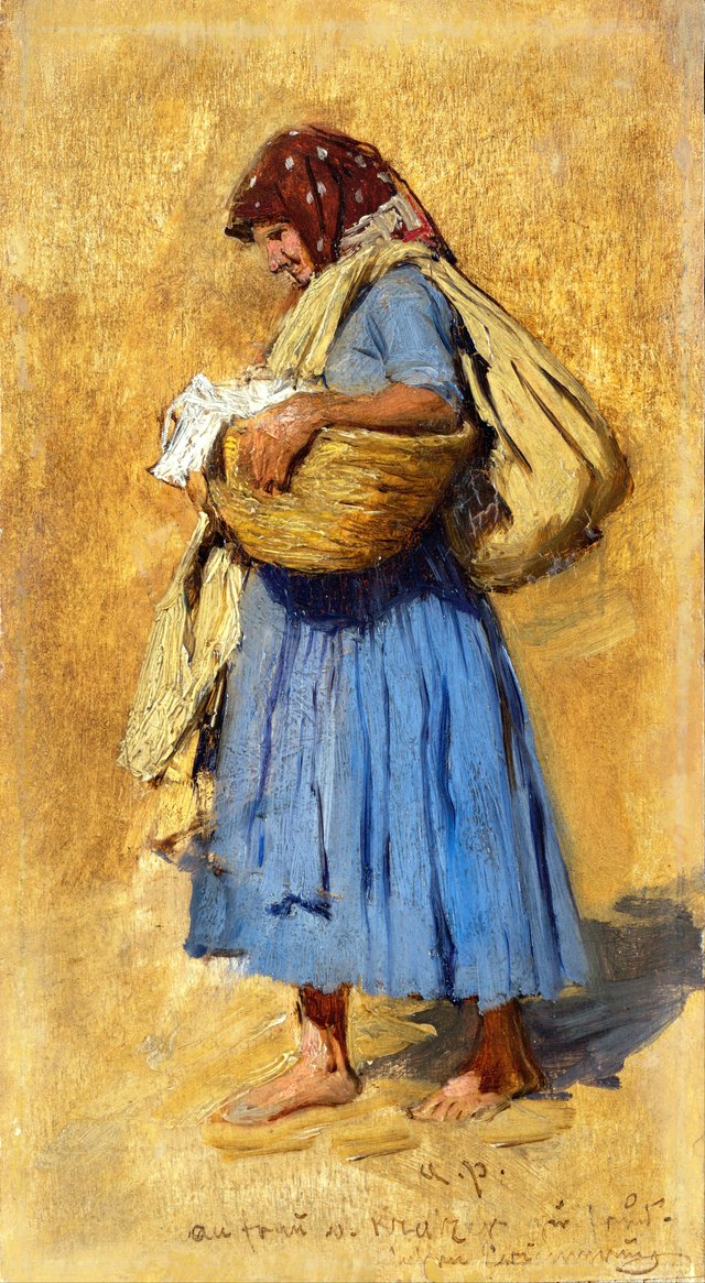 A Farmer’s Wife Blowing her Nose by August von Pettenkofen