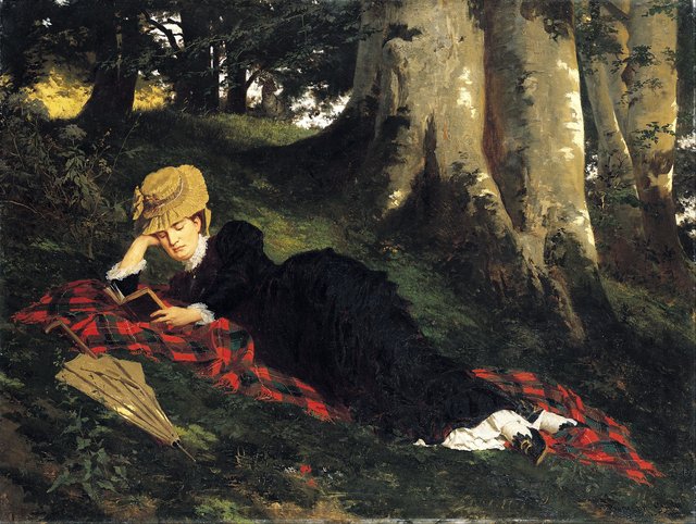 Woman Reading in a Forest by Gyula Benczúr