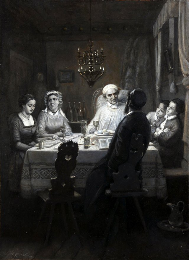 Seder (The Passover Meal) (Der Oster-Abend) by Moritz Daniel Oppenheim