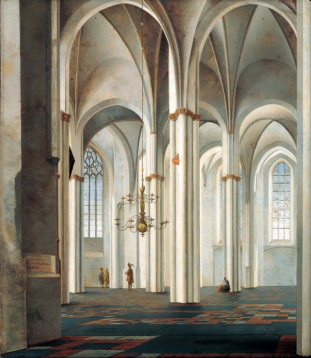 Interior of the Buurkerk, Utrecht by Pieter Jansz. Saenredam