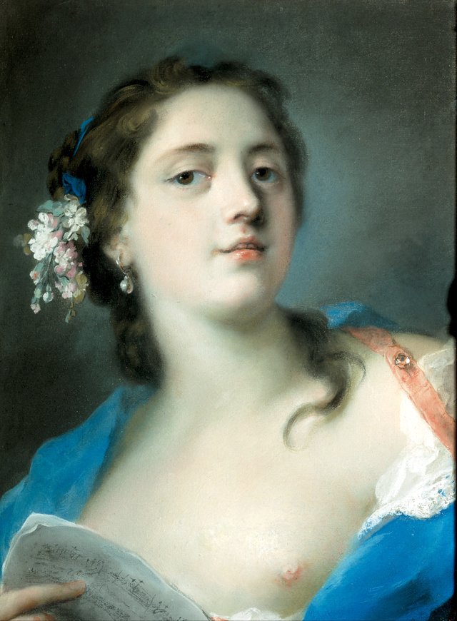 The Singer Faustina Bordoni with a Musical Score by Rosalba Carriera
