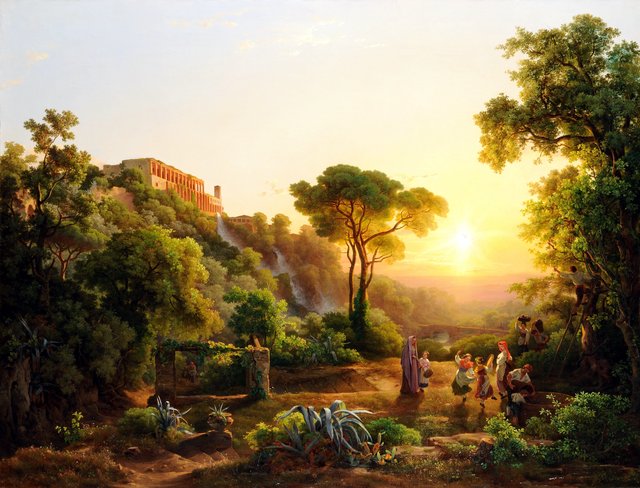 Landscape at Tivoli, with a Scene from the Grape Harvest by Károly Markó