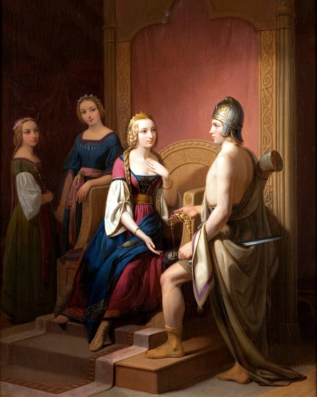 Heimdall returns Brisingamen to Freyja by Nils Blommér