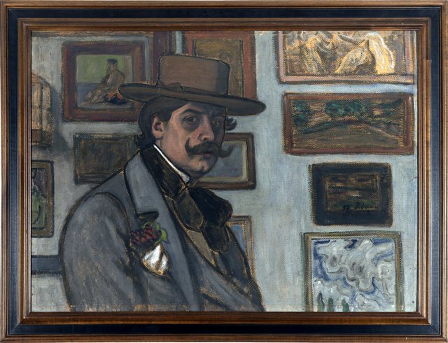 Self-Portrait in a brown hat by József Rippl-Rónai