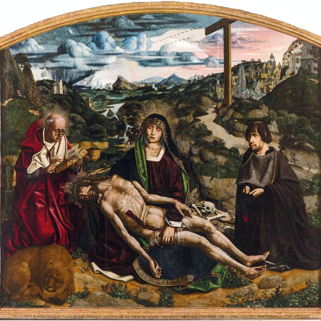Piedad with Canon Lluís Desplà by Bartolomé Bermejo