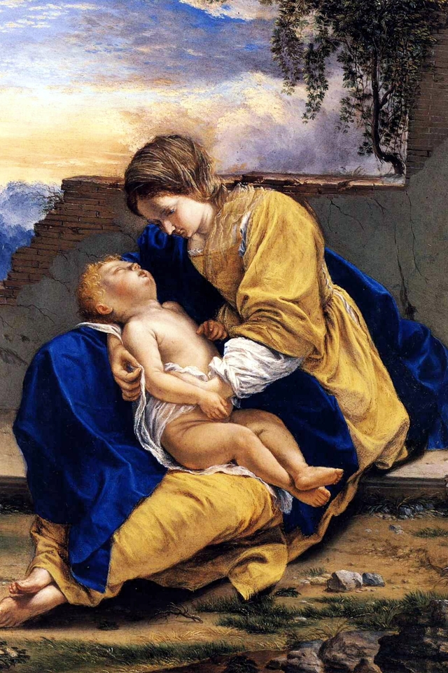 Madonna and Child in a Landscape by Orazio Gentileschi