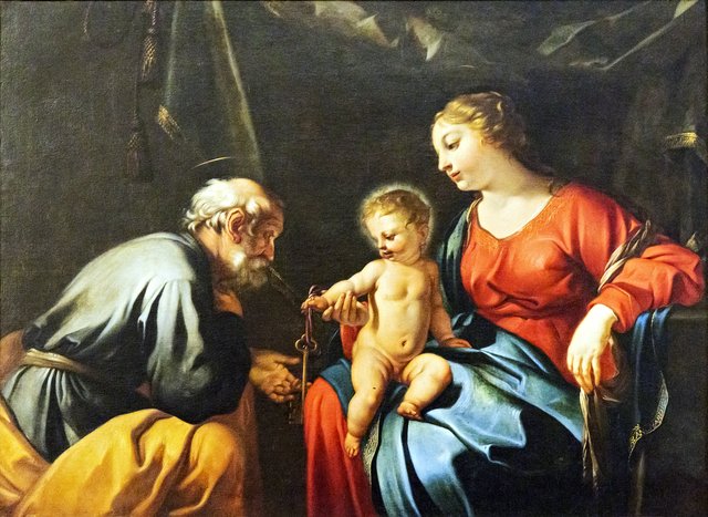 Vierge à l'Enfant remettant les clefs à Saint-Pierre by Jacques Blanchard