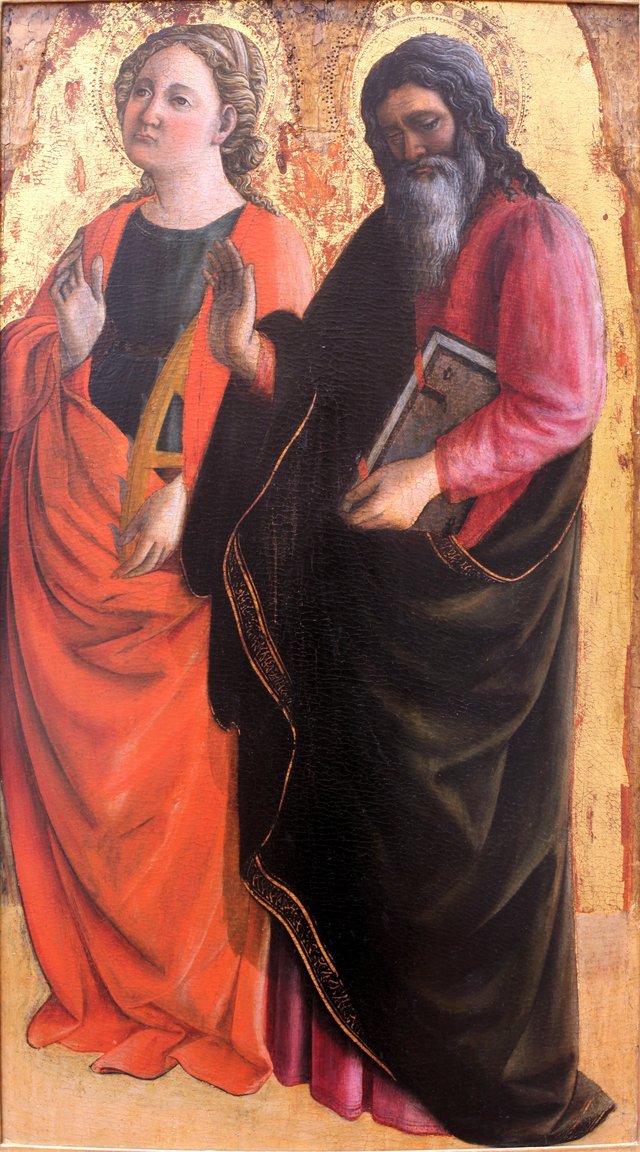 Sainte Catherine d'Alexandrie et un saint évangéliste by Filippo Lippi