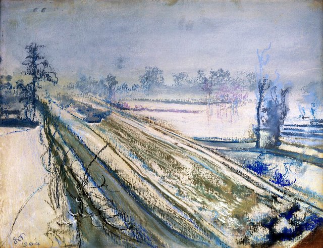 View of Kościuszko Mound from the artist's atelier. by Stanisław Wyspiański