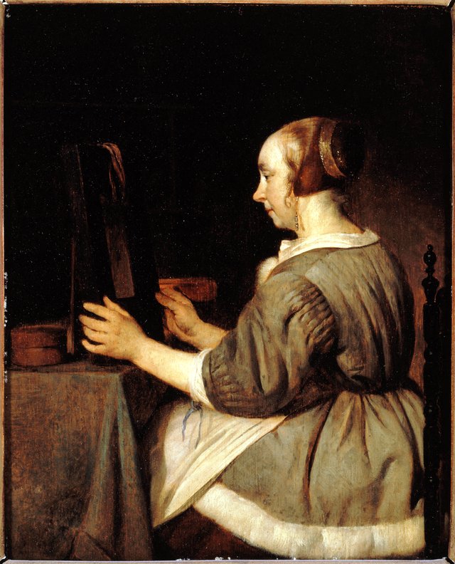Girl at the Mirror by Gabriel Metsu