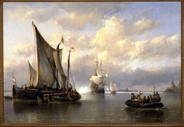 The Merwede River with the Flight of Hugo Grotius by Anthonie Waldorp