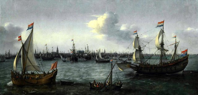 The Harbour in Amsterdam by Hendrick Cornelisz Vroom
