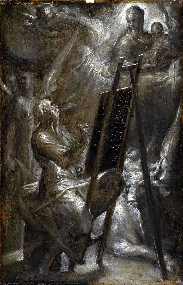 Saint Luke painting the Virgin by Bartholomeus Spranger