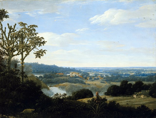 Brazilian landscape with armadillo by Frans Post