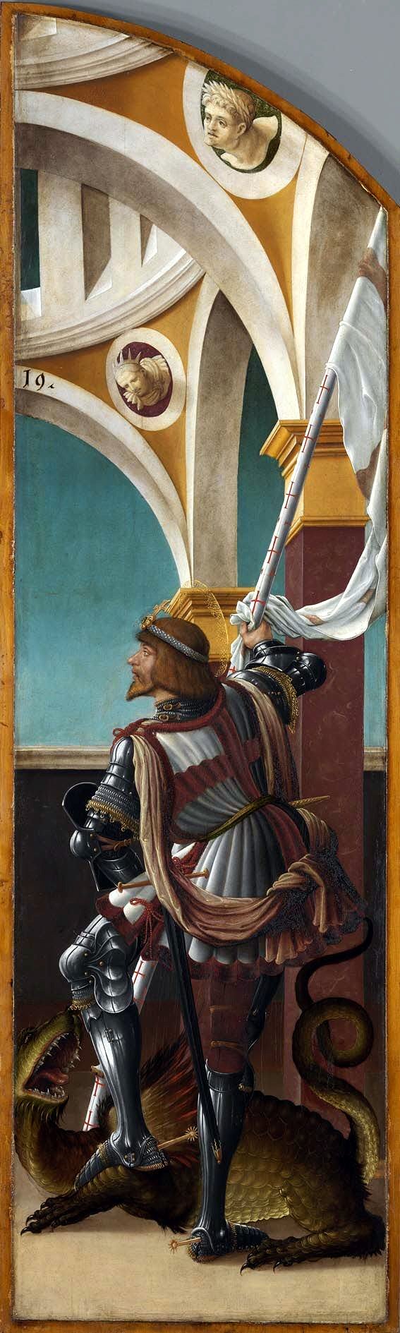 Kreuzigungsaltar, rechte Flügelaußenseite: Hl. Georg by Hans Burgkmair the Elder