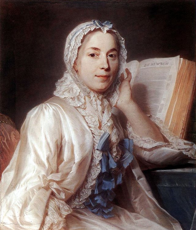 Mlle Ferrand Meditating on Newton by Maurice Quentin de La Tour