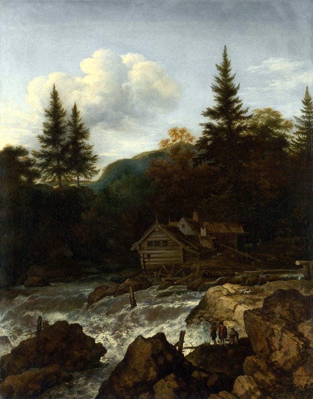 Scandinavian waterfall with a mill by Allaert van Everdingen