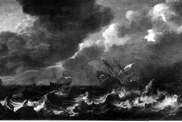 Seesturm mit Schiffbruch by Hendrick Dubbels