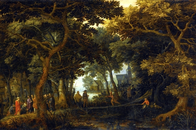 Forest Landscape with two of Christ's Miracles by David Vinckboons
