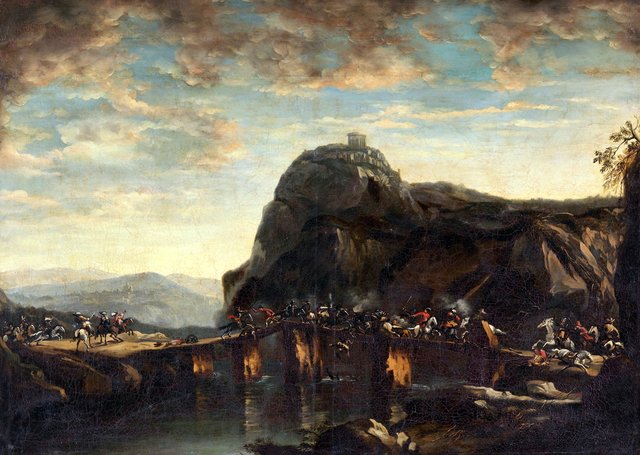 Cavalry engagement on a bridge by Jacques Courtois