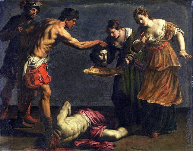 Salome empfängt das Haupt Johannes des Täufers by Alessandro Turchi