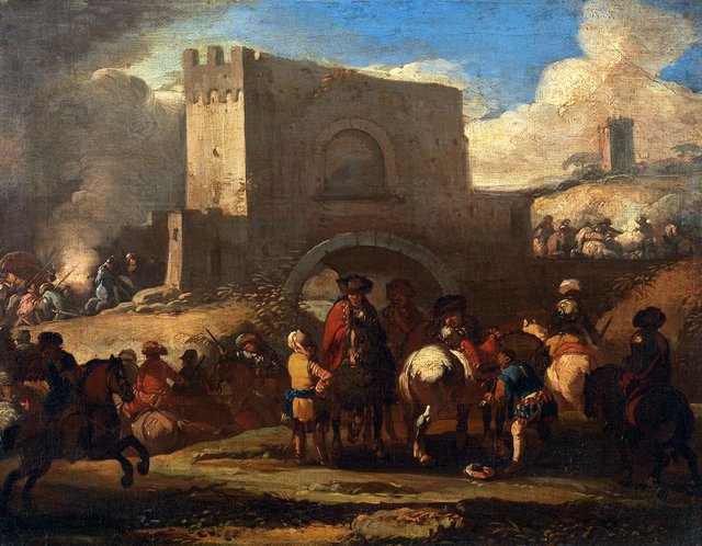 The rearguard of a cavalry engagement by Jacques Courtois