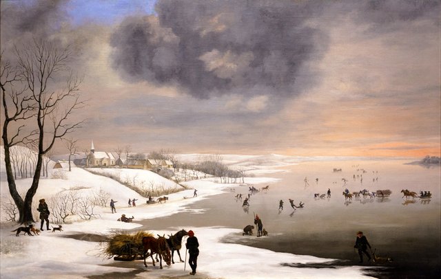 Winterlandscape with Brabrand Church by Christian David Gebauer