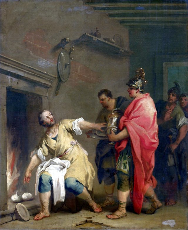 Marcus Curius Dentatus refuses the gifts of the Samnites by Jacopo Amigoni