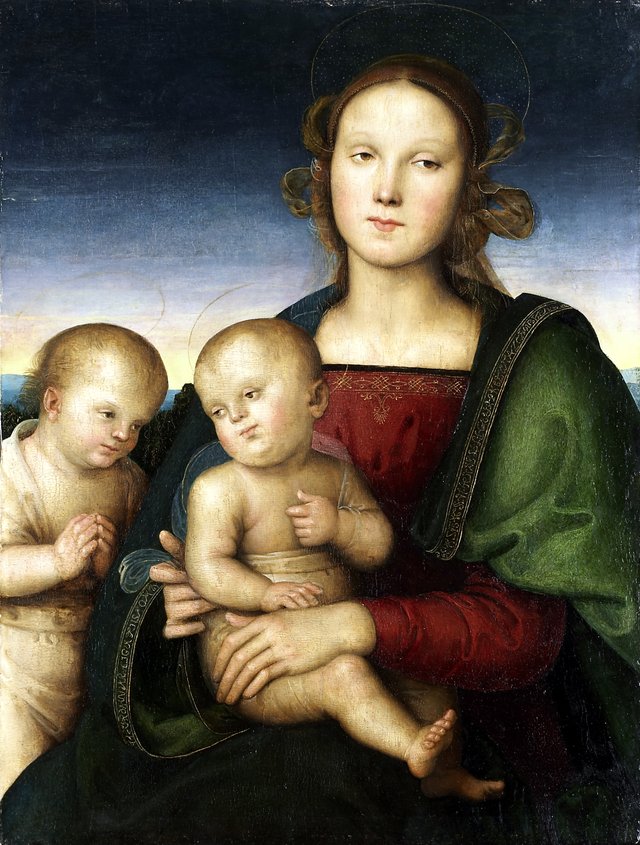 Madonna with child and Saint John the Baptist by Pietro Perugino