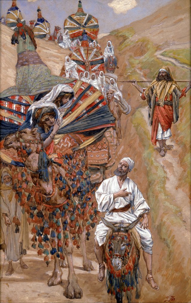 Rebecca Meets Isaac by the Way by James Tissot