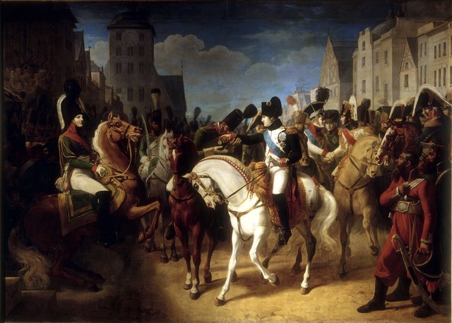 Napoleon I decorated a soldier of the Russian army in Tilsitt with the cross of the Legion of Honor by Jean-Baptiste Debret