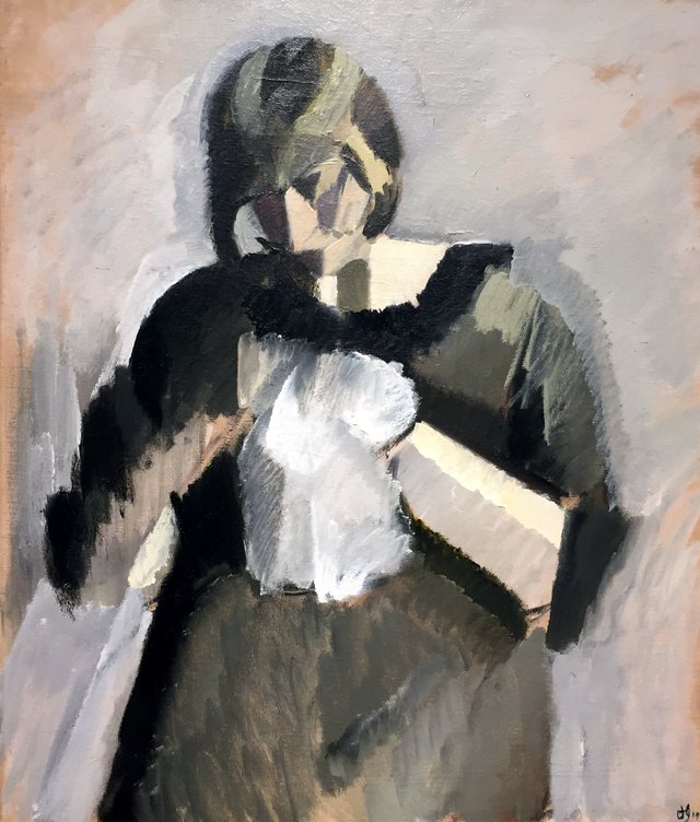 Lady with Needlework by Harald Giersing