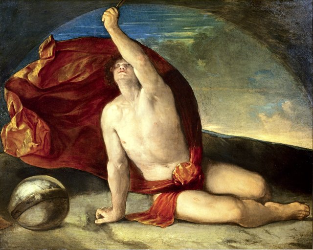Sapiente con compasso e globo by Dosso Dossi