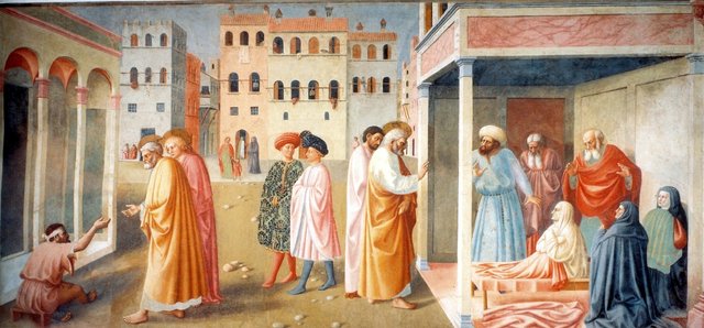 Healing of the Cripple and Raising of Tabitha by Masolino da Panicale