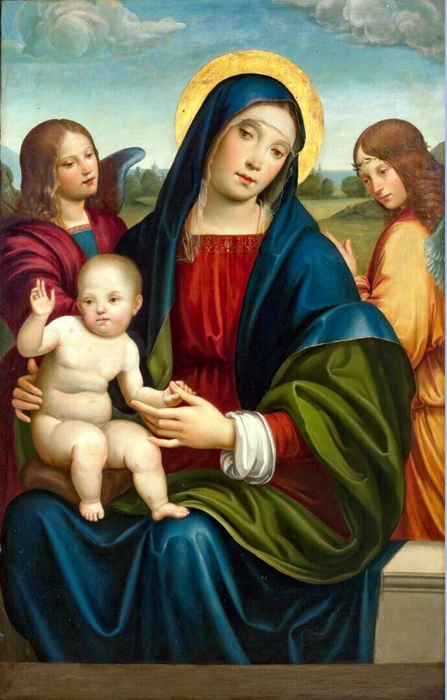 Madonna and Child with Two Angels by Francesco Francia