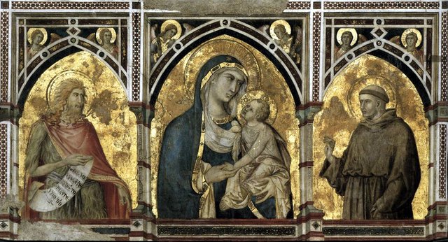 Madonna and Child with St Francis and St John the Baptist by Pietro Lorenzetti
