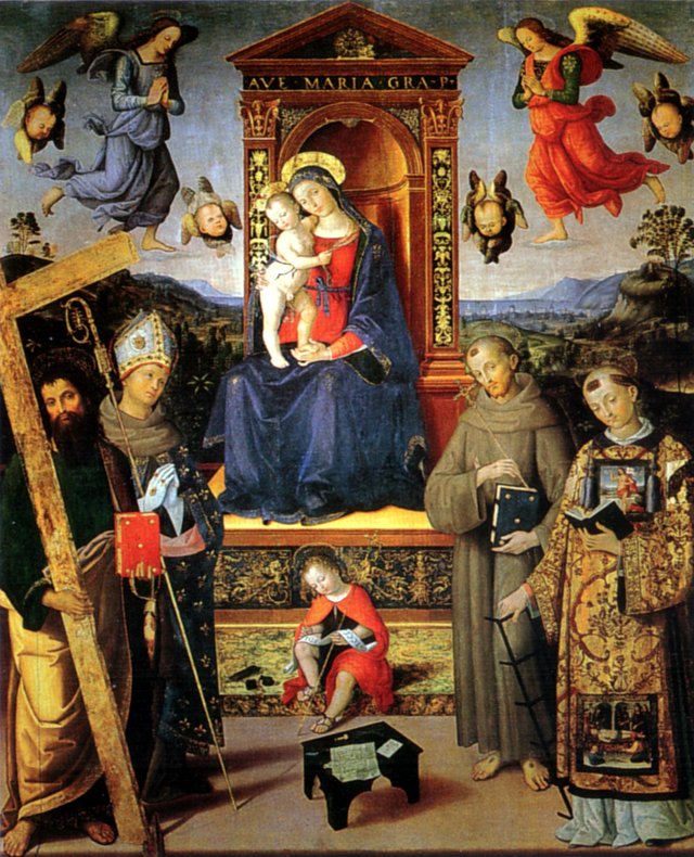 Madonna enthroned with child and saints by Pinturicchio
