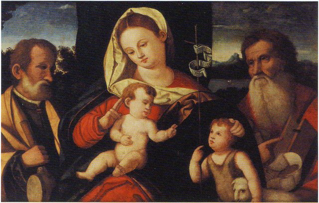 Holy family with Saint Jerome by Andrea Previtali