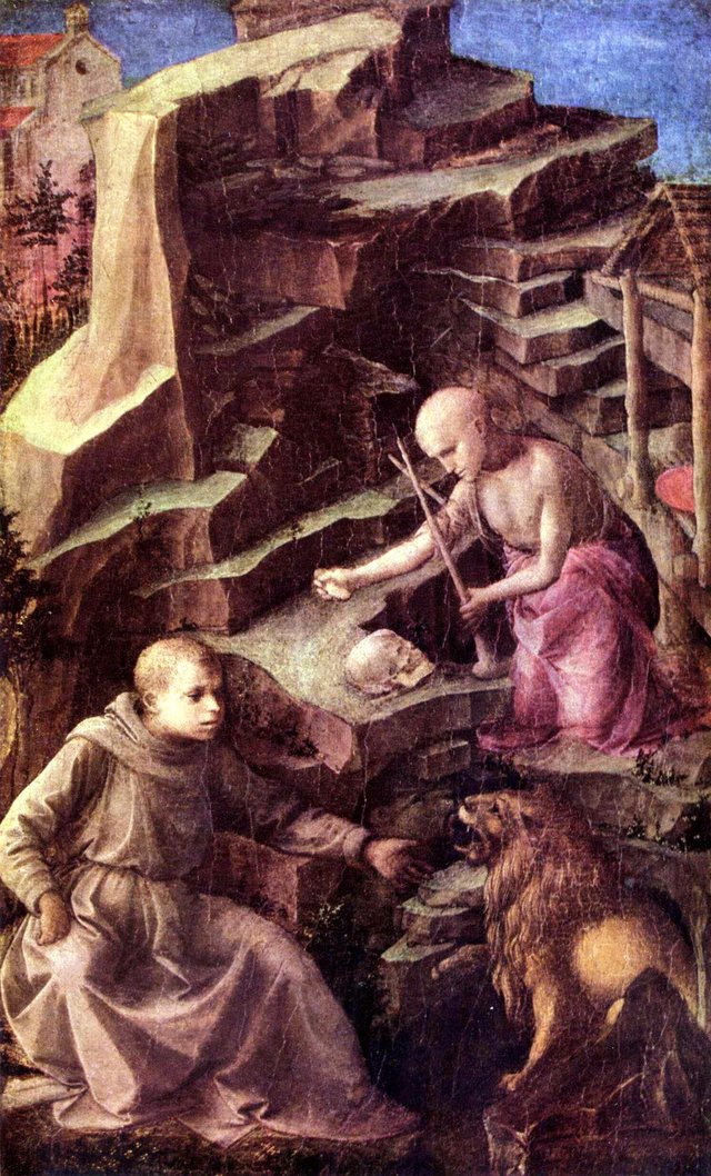 Penitent Saint Jerome with a Young Monk by Filippo Lippi