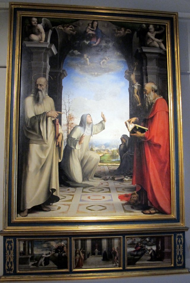 Saint Catherine of Siena receiving the stigmata between Saints Benedict and Jerome by Domenico Beccafumi
