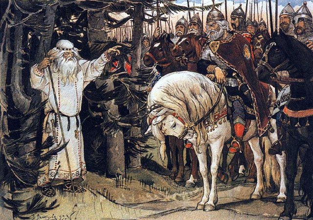 Le prince Oleg rencontre un Volkhve by Viktor Vasnetsov