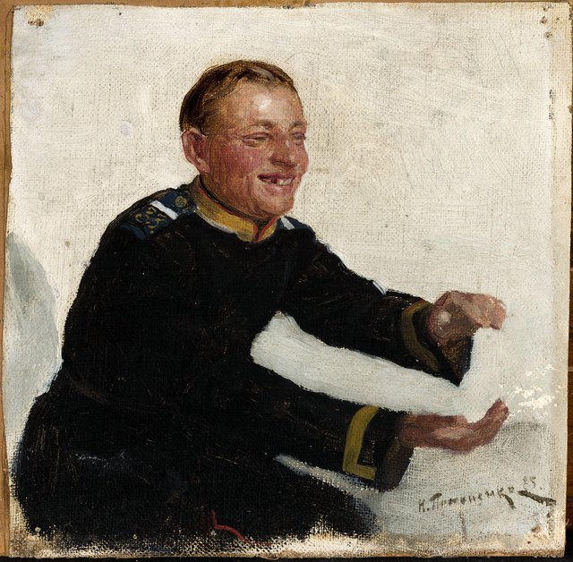 Russian soldier in the theater by Mykola Pymonenko