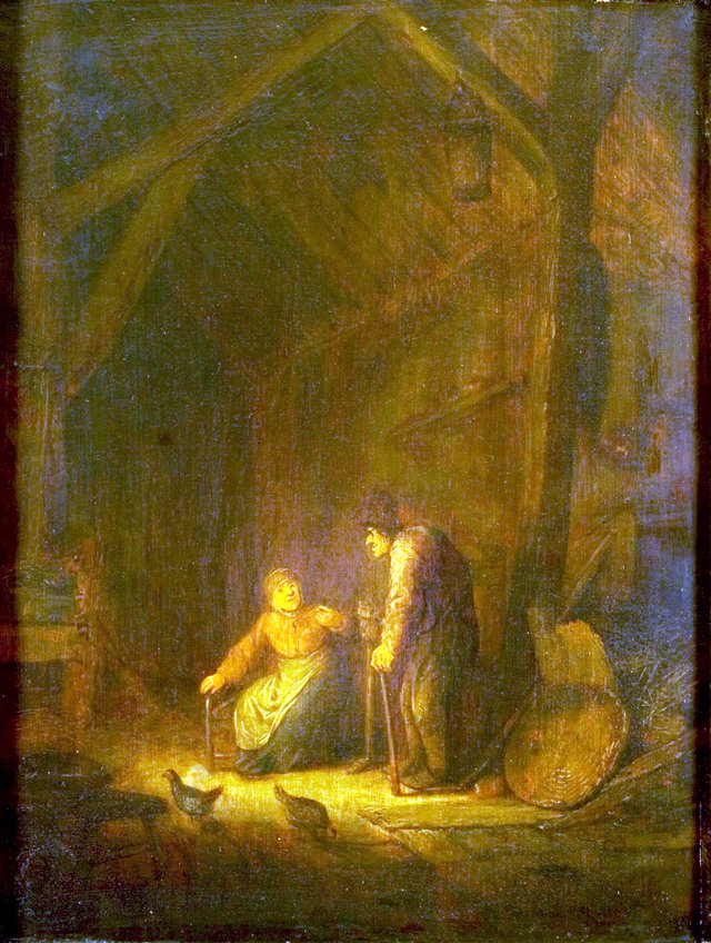 Boerenpaar op de deel by Isaac van Ostade