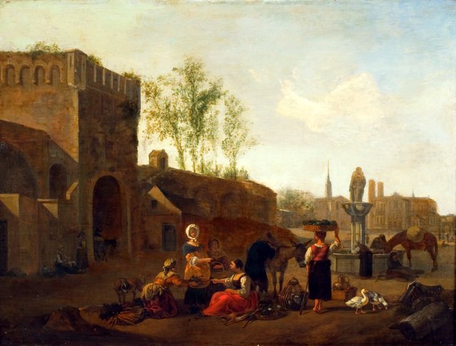 Italiaans marktplein by Gerrit Adriaenszoon Berckheyde
