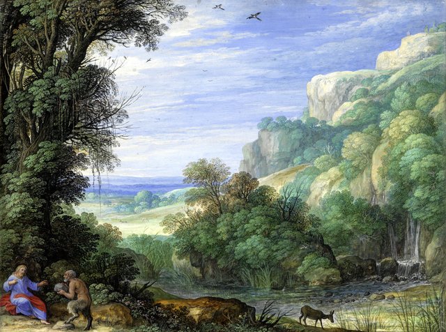 De verzoeking van Christus in de woestijn by Paul Bril