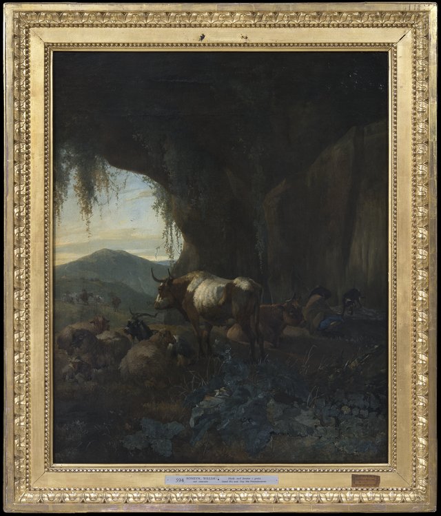 A Shepherd and Cattle in a Cave by Willem Romeyn