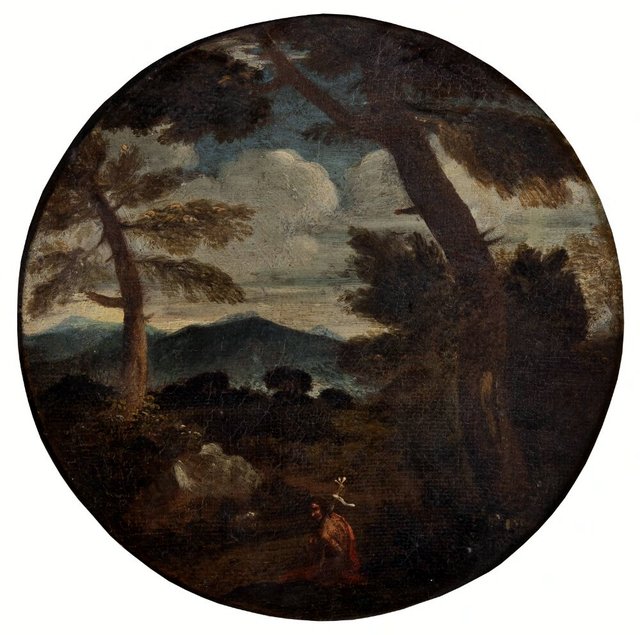 Landskap med Johannes Döparen by Pier Francesco Mola